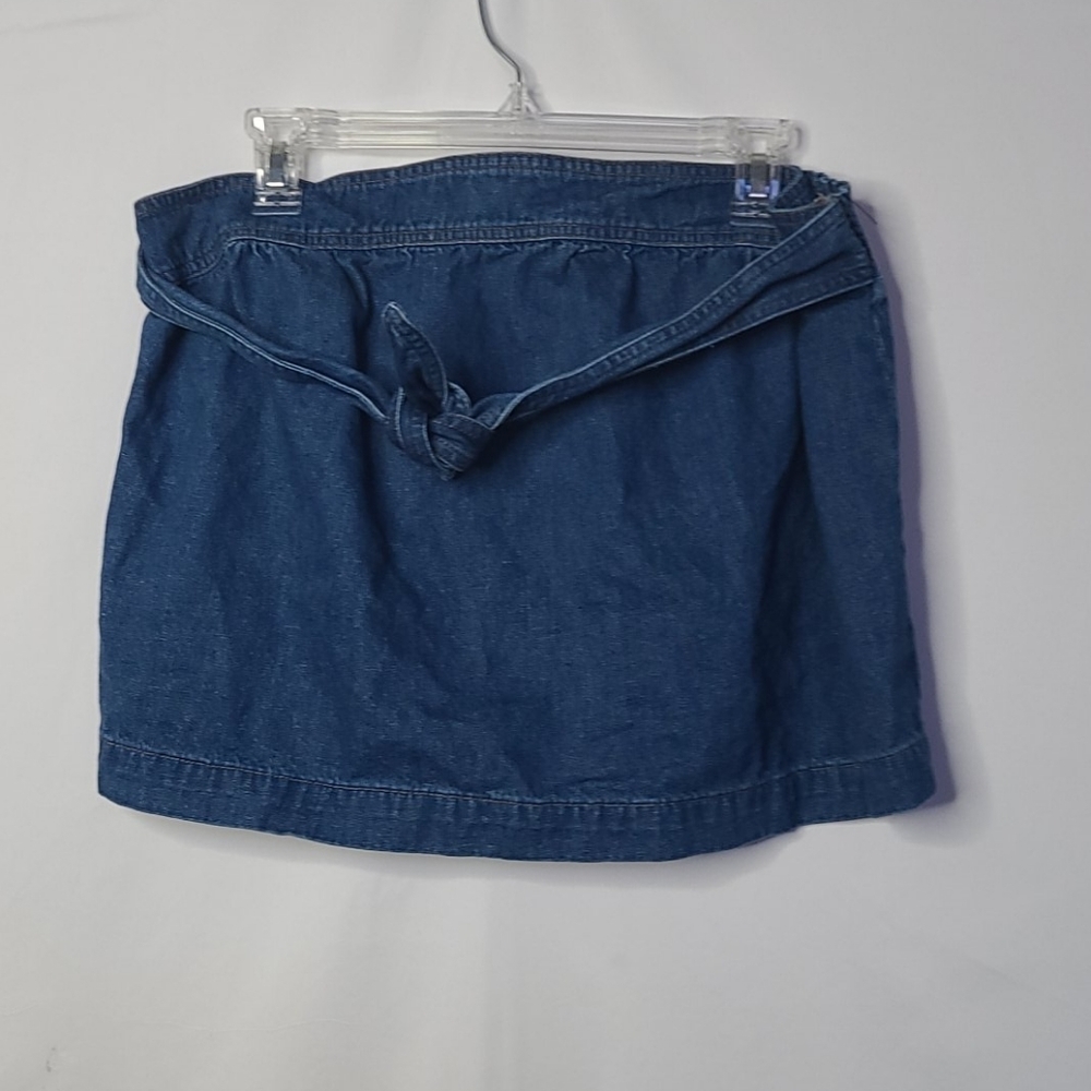 Madewell jean elastic waist tie in front skirt Lg